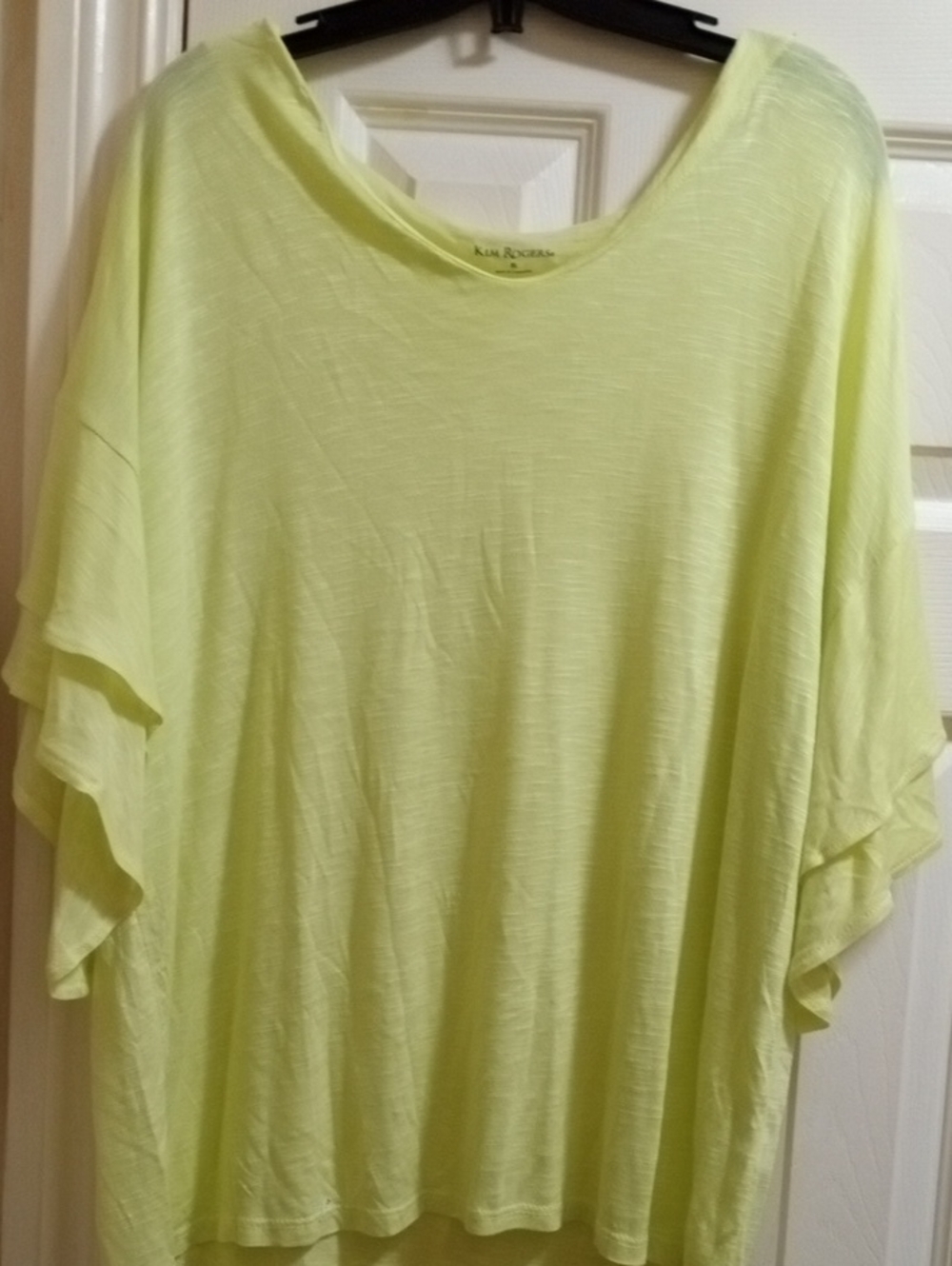 Kim Rogers Light Yellow Flutter Sleeve Tunic Top
